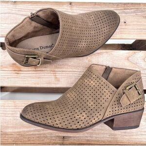 Pierre Dumas perforated Brown Tan Vegan Leather Buckle Booties size 7.5
